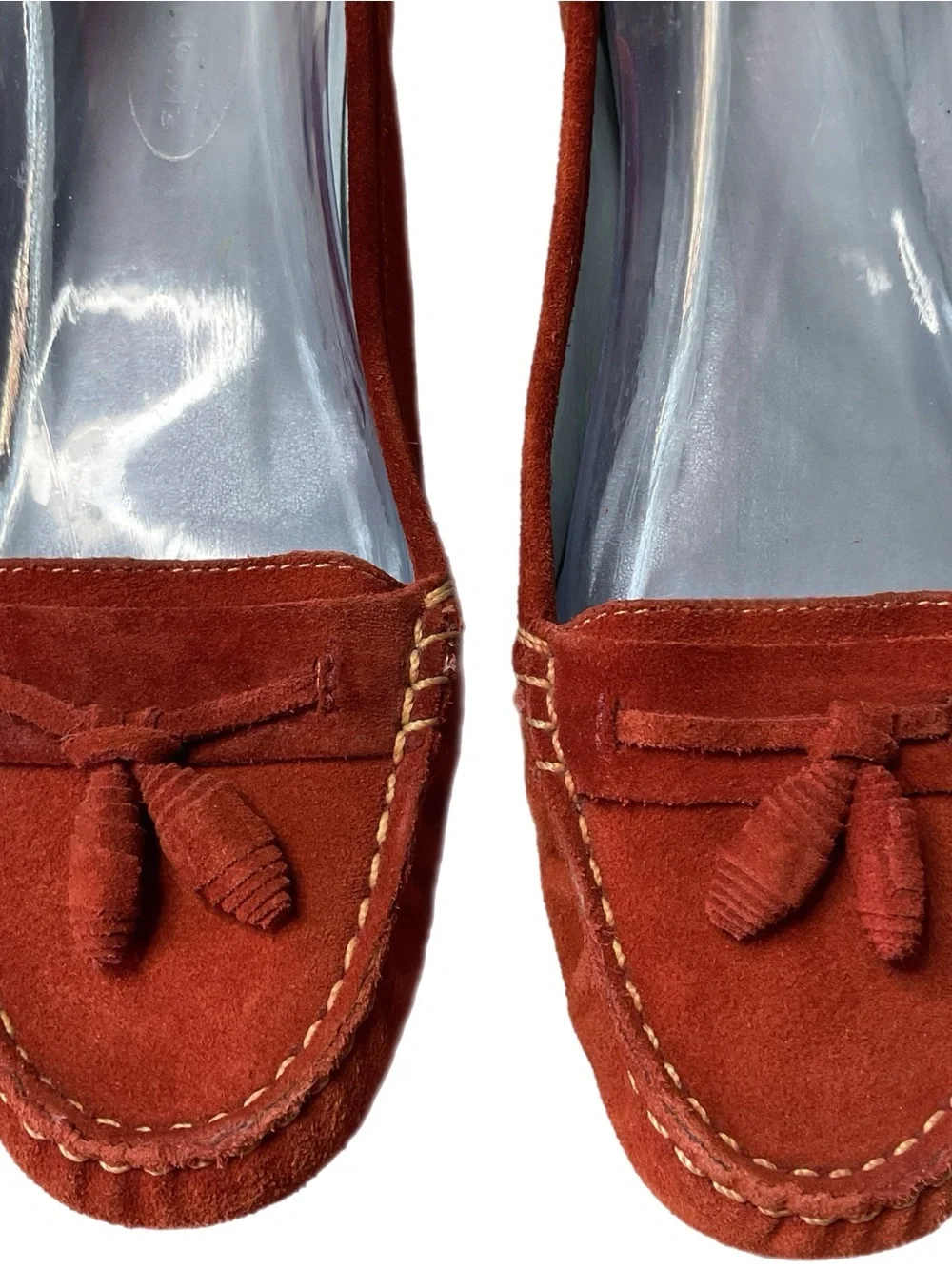 Talbots Francesca Orange Suede Tassel Driving Moccasins Loafers Size 8